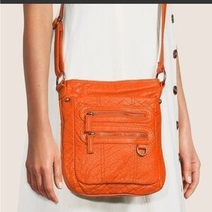 Ampere Creations The Willa soft vegan leather orange crossbody bag new!